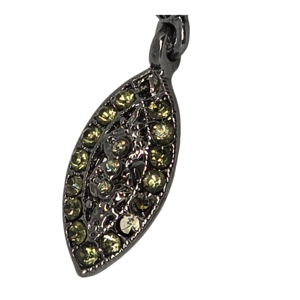 Green‎ Rhinestone Evil Eye Drop Earrings Black Gunmetal Dangle Statement - Picture 4 of 9